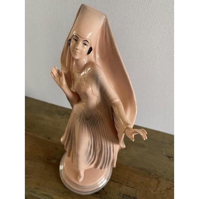 Art Deco Pink Porcelain Sculpture of Lady, Germany, 1920s For Sale - Image 10 of 12