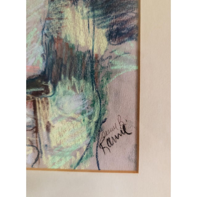 Mid 20th Century Mid-Century Modern Pastel Drawing Painting of Two Seated Nudes, Signed For Sale - Image 5 of 8