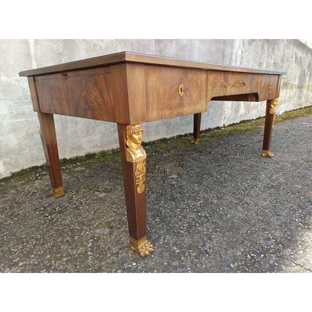 Olive Empire Desk in Bronze and Leather, 1950s For Sale - Image 8 of 18