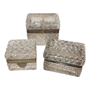 Set of Three Baccarat Cut Crystal Jewelry Boxes, Late 19th Century.