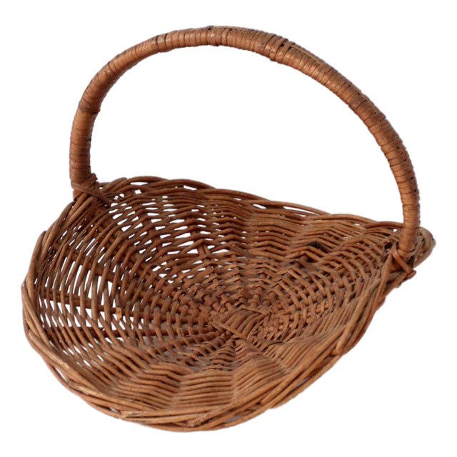 Vintage Wicker Hearth Basket For Sale
