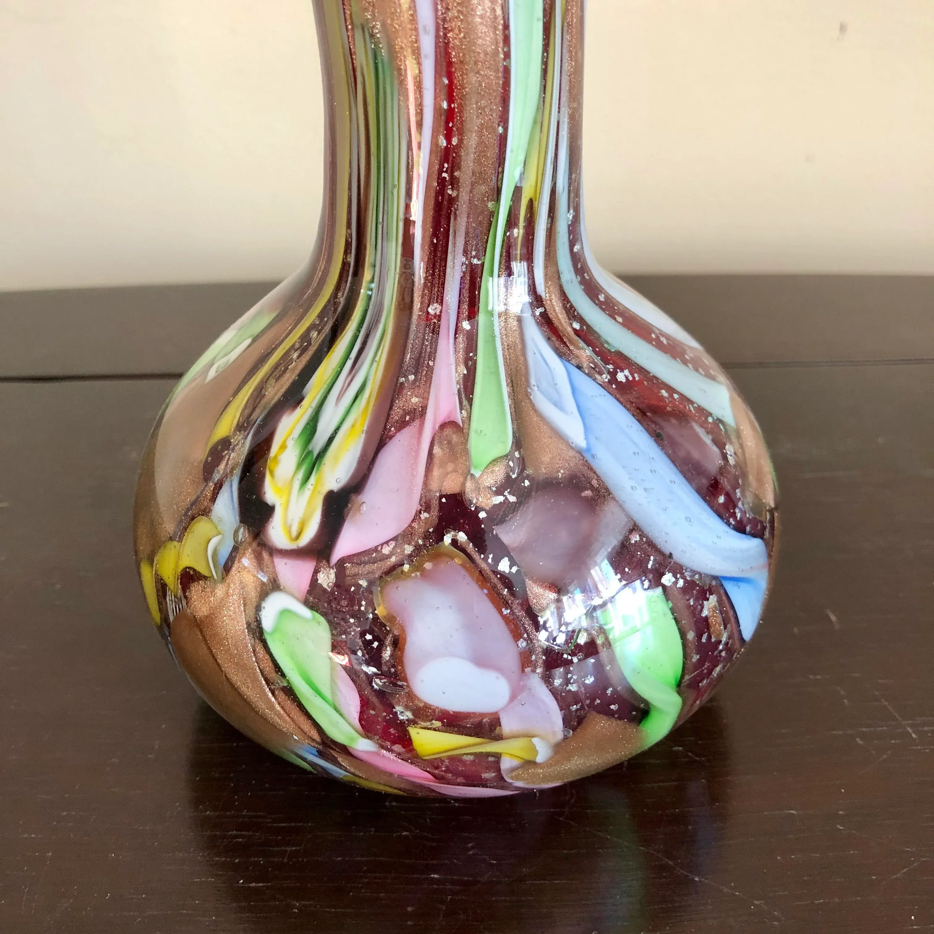 Ancien Vase Tutti Frutti Murano En Verre - état D'exception
