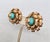 Mid-Century Modern Vintage 1950s Signed Napier Goldtone Faux-Turquoise Clip Earrings-2 Pieces For Sale - Image 3 of 7