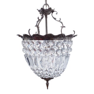1920s Silver Crystal Basket Pendant Light For Sale