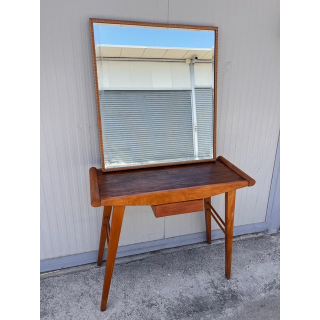 Wood Vintage Console Table with Mirror, 1950s, Set of 2 For Sale - Image 7 of 16