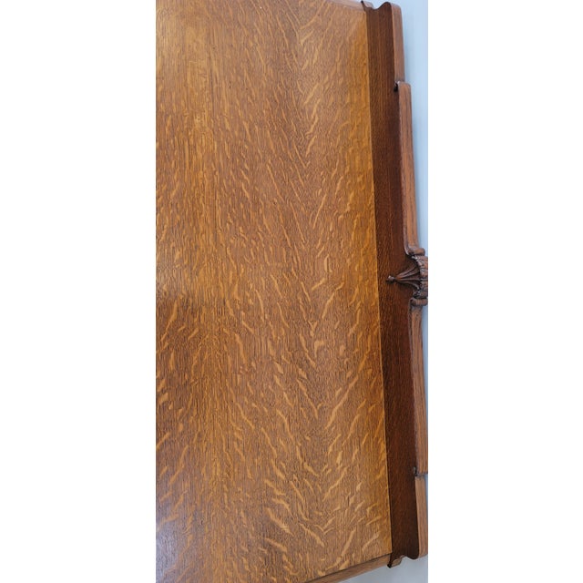 Victorian oak writing desk. Nice Quarter Sawn Oak Tiger Oak grain.