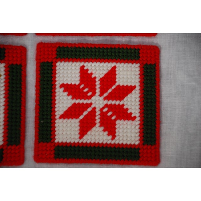 Vintage Handmade Needlepoint Holiday Coasters Set of 4 Chairish