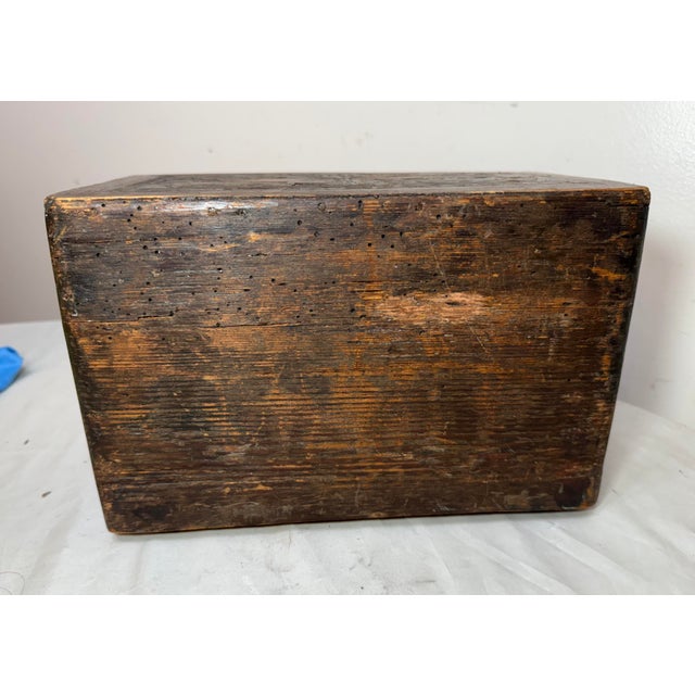 Brown Antique 19th Century Handmade Wood Veneer Marquetry Jewelry Box Dresser Chest For Sale - Image 8 of 14