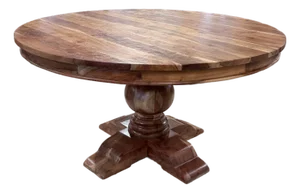 Vintage Solid Wood Round Pedestal Dining Table