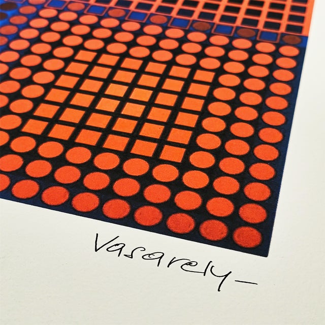 Mid-Century Modern 1970s After Victor Vasarely Limited Numbered Edition Lithograph. For Sale - Image 3 of 7