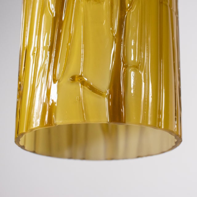 Set of 4 Mid-Century Murano Tubular Pendant Lights in Amber Cased Over White Glass Inspired by Carlo Nason For Sale - Image 16 of 18