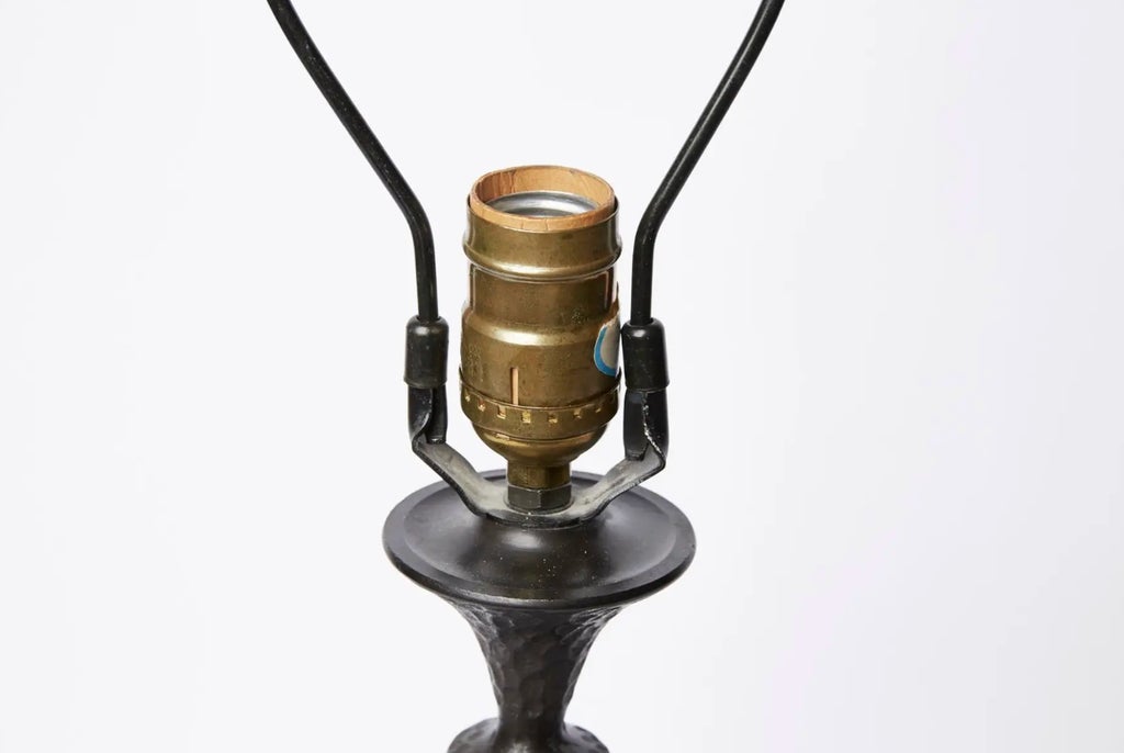Vintage Giacometti-Style Hammered Bronze Table Lamp | Chairish