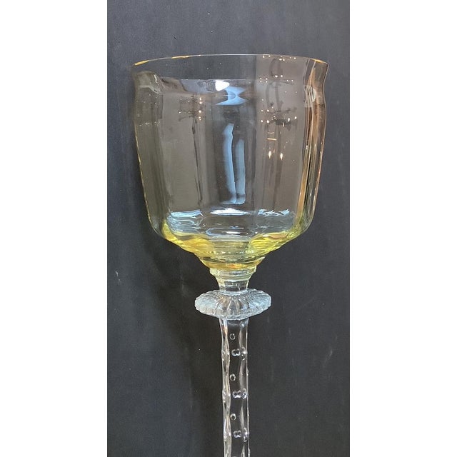 1930s 1930s Tiffin Glass Company Hand Blown Wine Goblets and Champane Glasses- 16 Pieces For Sale - Image 5 of 6