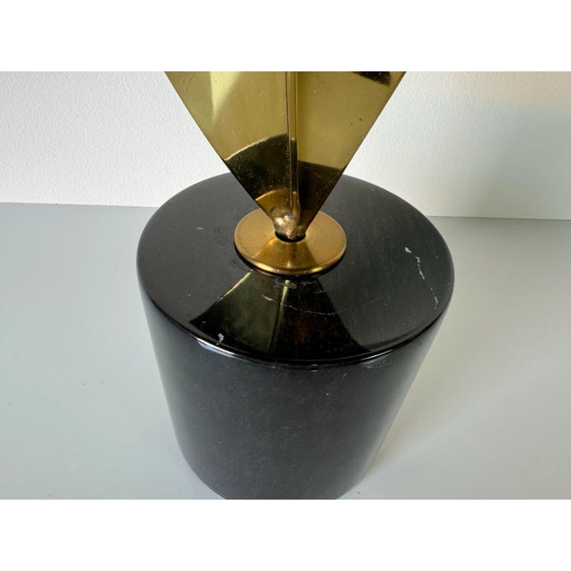 Brass 80's Curtis Jere - Style Abstract Brass Sculpture on Marble Base For Sale - Image 8 of 12
