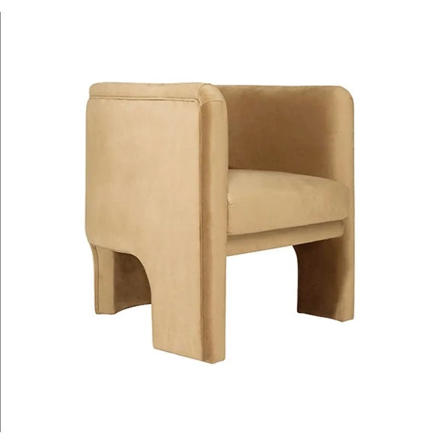 The Lansky CML barrel chair is fully upholstered in luxurious camel-colored velvet fabric which adds a touch of...