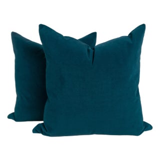 Designer Teal Velvet Pillow Covers 22x22 - a Pair For Sale