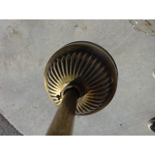 3-Light Chandelier in Wood, Bronze and Glass, 1980s For Sale - Image 11 of 12