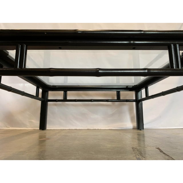 Wood Black Bamboo Table With Glass Top For Sale - Image 7 of 8