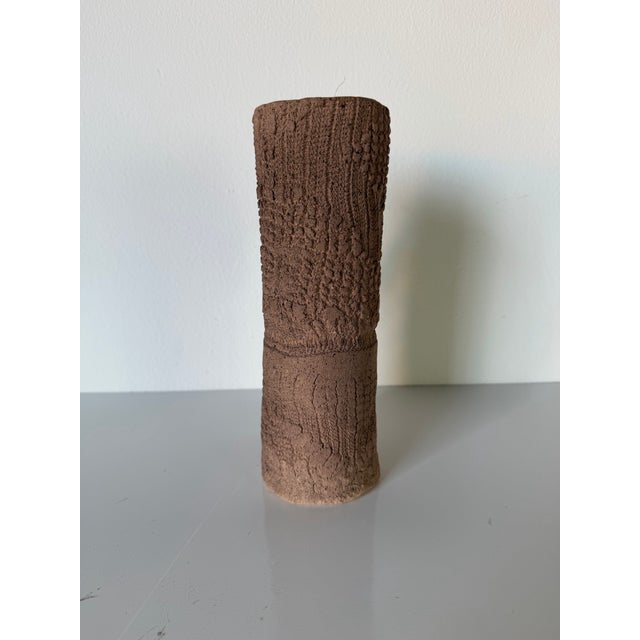 1980s Vintage Tinta Organic Rustic Textured Handmade Studio Pottery Vase For Sale - Image 5 of 12