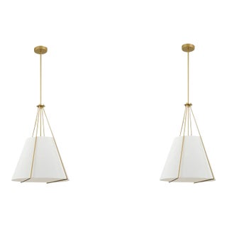 Pair of Adaline Gold & White Pendants For Sale