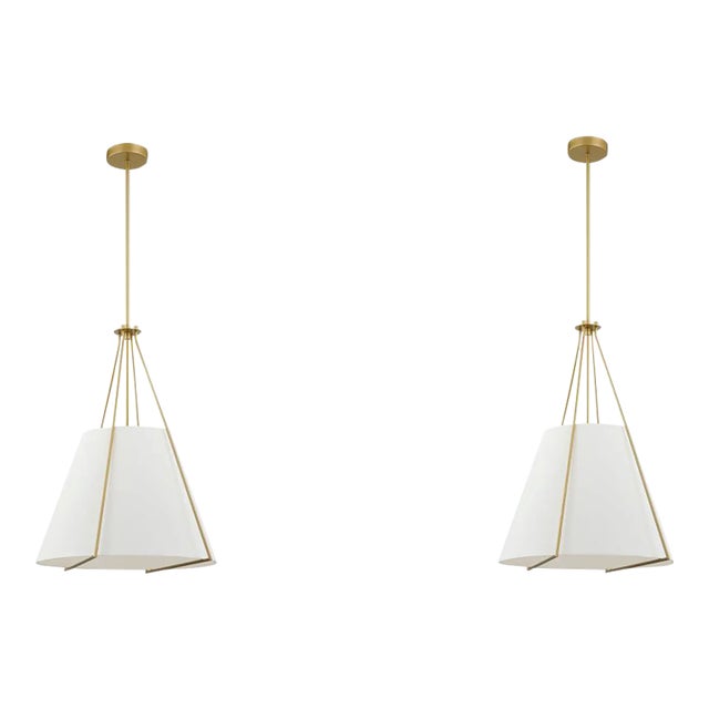 Pair of Adaline Gold & White Pendants For Sale