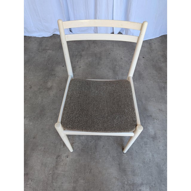 1970s Vintage White Wooden Chair with Fabric Seat, 1970s For Sale - Image 5 of 18