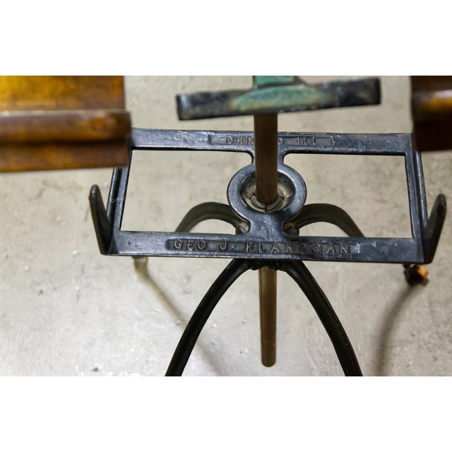 Metal Victorian Cast Iron Dictionary Book Stand on Casters by Geo J Flanagan For Sale - Image 7 of 8