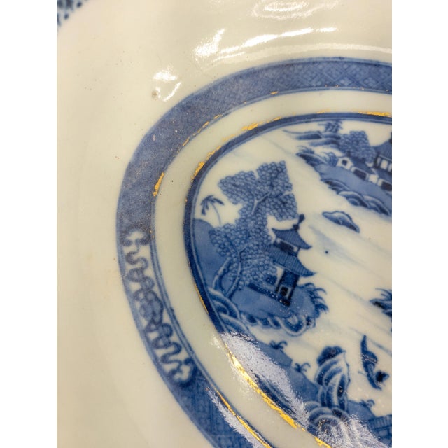 Blue 19th Century Chinese Export Chinoiserie Blue and White Nanking Bowl For Sale - Image 8 of 11