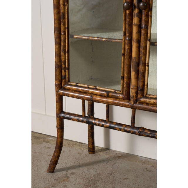 19th Century 19th Century Tortoise Bamboo 2-Door Glass Front Cabinet For Sale - Image 5 of 14