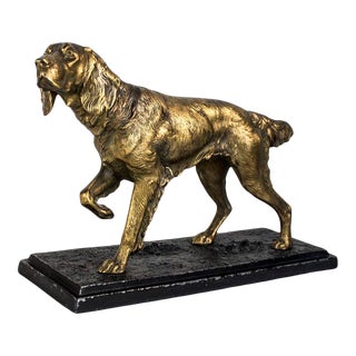 Vintage Bronze Sculpture Dog - Pointer Breed For Sale
