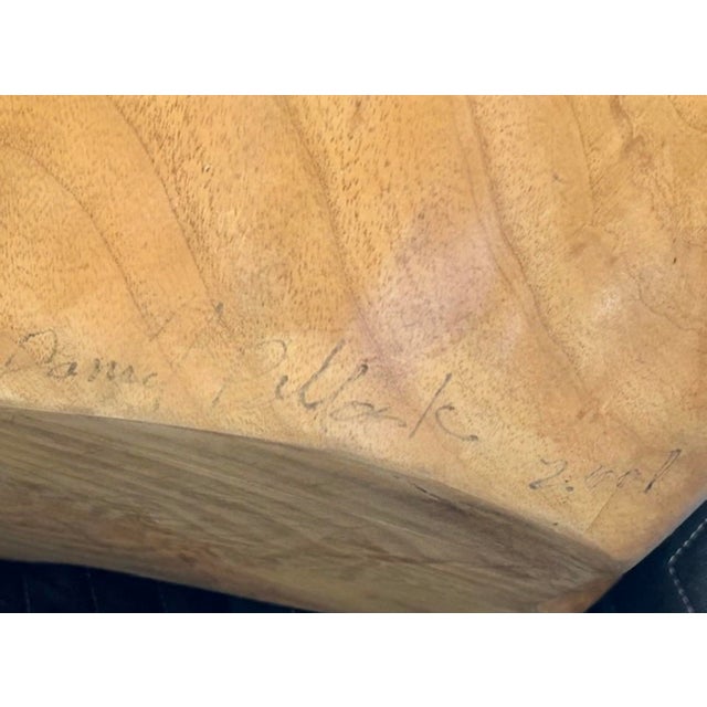 Hand-Carved Mid-Century Golden Ash Table by Daniel Pollock, 13” H X 21” D For Sale In Los Angeles - Image 6 of 9