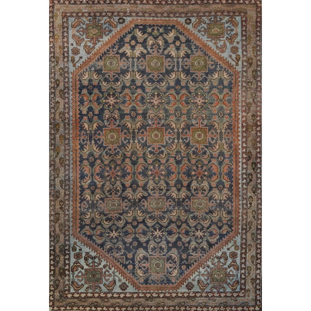 Wool Handwoven Persian Malayer Rug From the Late 19th Century For Sale