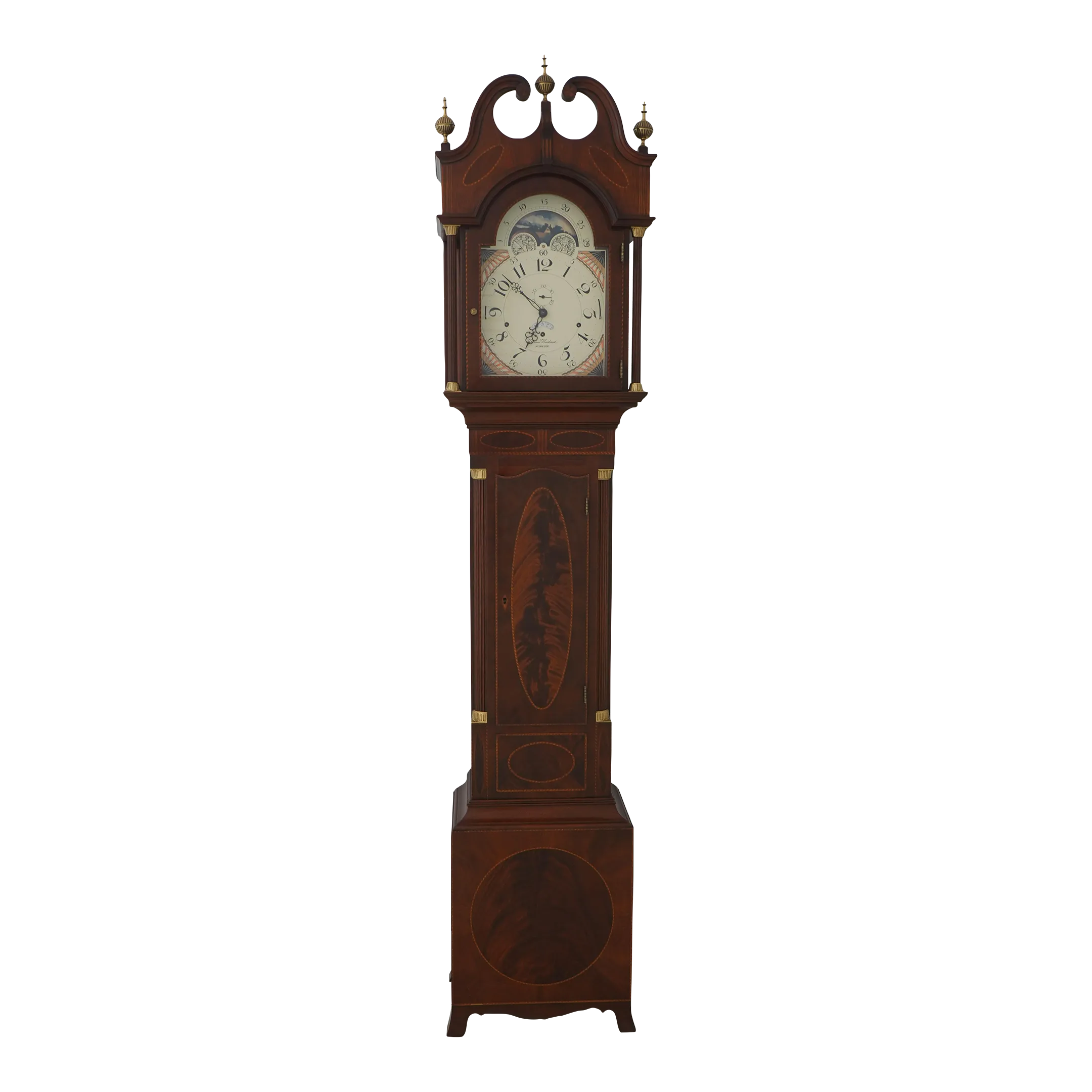 Sligh Thomas Harland Inlaid Mahogany Grandfather Clock | Chairish