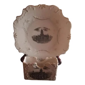 1970s Vintage Tm Grisham Porcelain Made in Germany Holder & Plate Set of 2