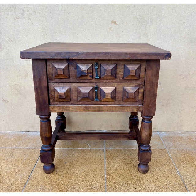 Baroque Spanish Baroque Style Walnut Side Table, 1950 For Sale - Image 3 of 11