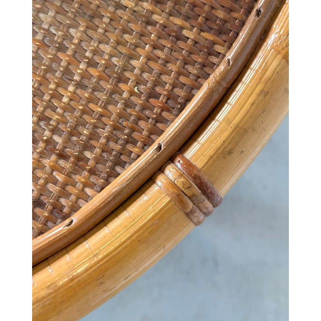 Round Wicker and Bamboo Coffee Table, 1970s For Sale - Image 6 of 8