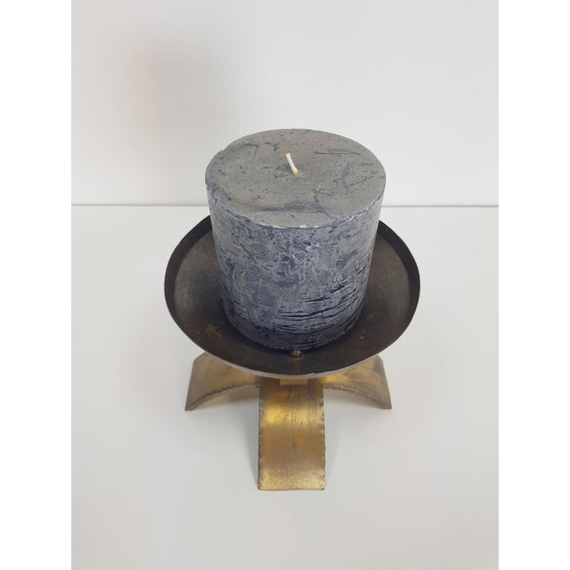 Vintage Brutalist Brass Candleholder, 1960s For Sale - Image 6 of 9