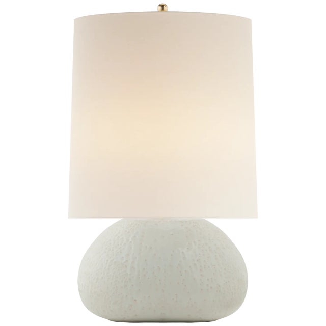 AERIN for Visual Comfort Signature Sumava Medium Table Lamp in Marion White with Linen Shade For Sale