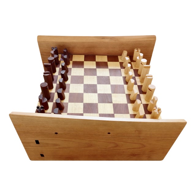 Handmade Chessboard with Chess Pieces by Giuseppe Deepak Benti, Set of 33 For Sale