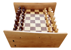 Handmade Chessboard with Chess Pieces by Giuseppe Deepak Benti, Set of 33