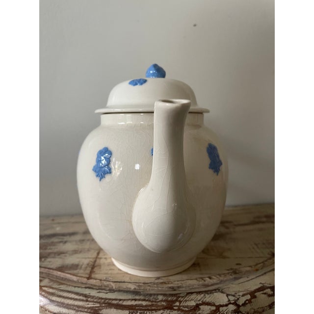 Vintage Adams Royal Ivory "Victorian Ware" Teapot with Blue Sprigged Relief Manufacturer: William Adams & Sons...
