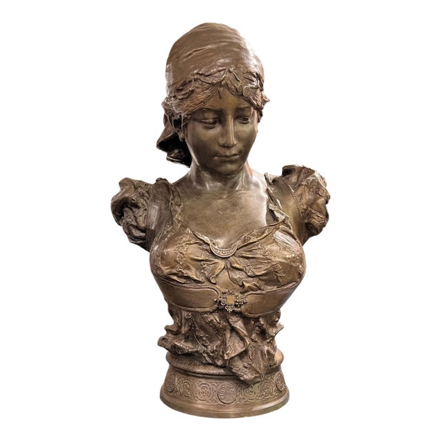 Antique French Orientalist Bust Sculpture of a Courtesan After Clement Steiner For Sale