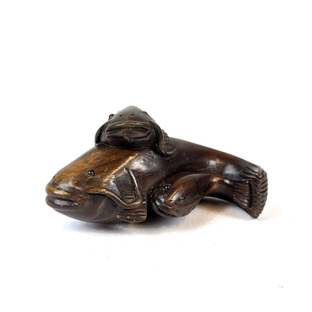 1980s “Netsuke” Carving of a Mother and Child Fish For Sale In San Francisco - Image 6 of 6