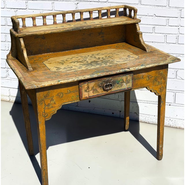 Antique Italian Paint Decorated Writing Table Desk For Sale In Los Angeles - Image 6 of 6