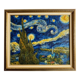 Late 20th Century Oil on Canvas After Van Gogh “The Starry Night” For Sale