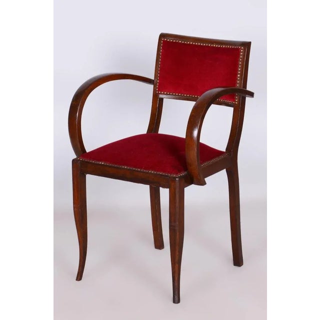 Red Art Deco Beech Armchair attributed to Jules Leleu, France, 1930s For Sale - Image 8 of 9