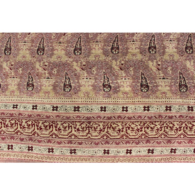 Purple Antique Amritsar Rug With Paisley Pattern In, Lavender, Purple, Pink & Yellow 9' X 11'10 For Sale - Image 8 of 10