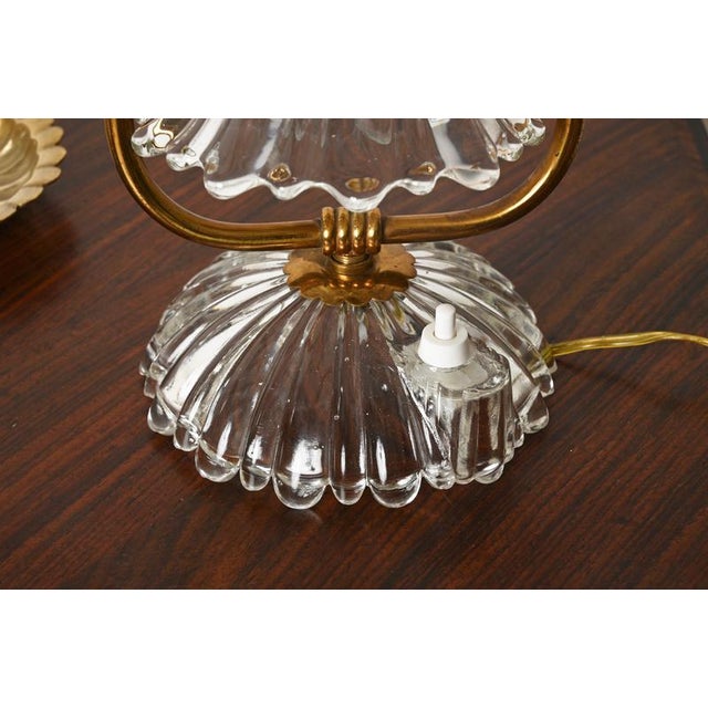 Murano Glass Bell and Brass Table Lamps from Barovier, Italy, 1940s, Set of 2 For Sale - Image 6 of 16