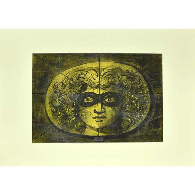 Eugene Berman, Medusa Mask, 1972, Black China Ink, Pencil and Watercolor Drawing For Sale