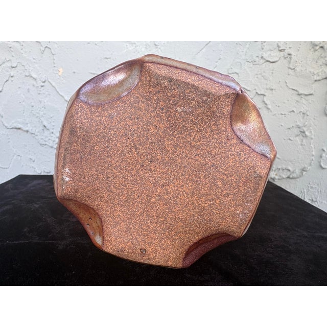 Ceramic Vintage Rustic Ribbed Stoneware Mingei Style Studio Pottery Teapot With Bamboo Handle For Sale - Image 7 of 7